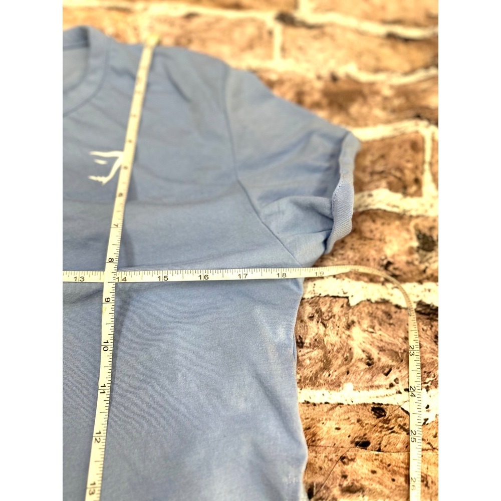 Gymshark Womens Training T-Shirt Light Blue Side Slit Activewear Top Large B1A7Q - Picture 12 of 13